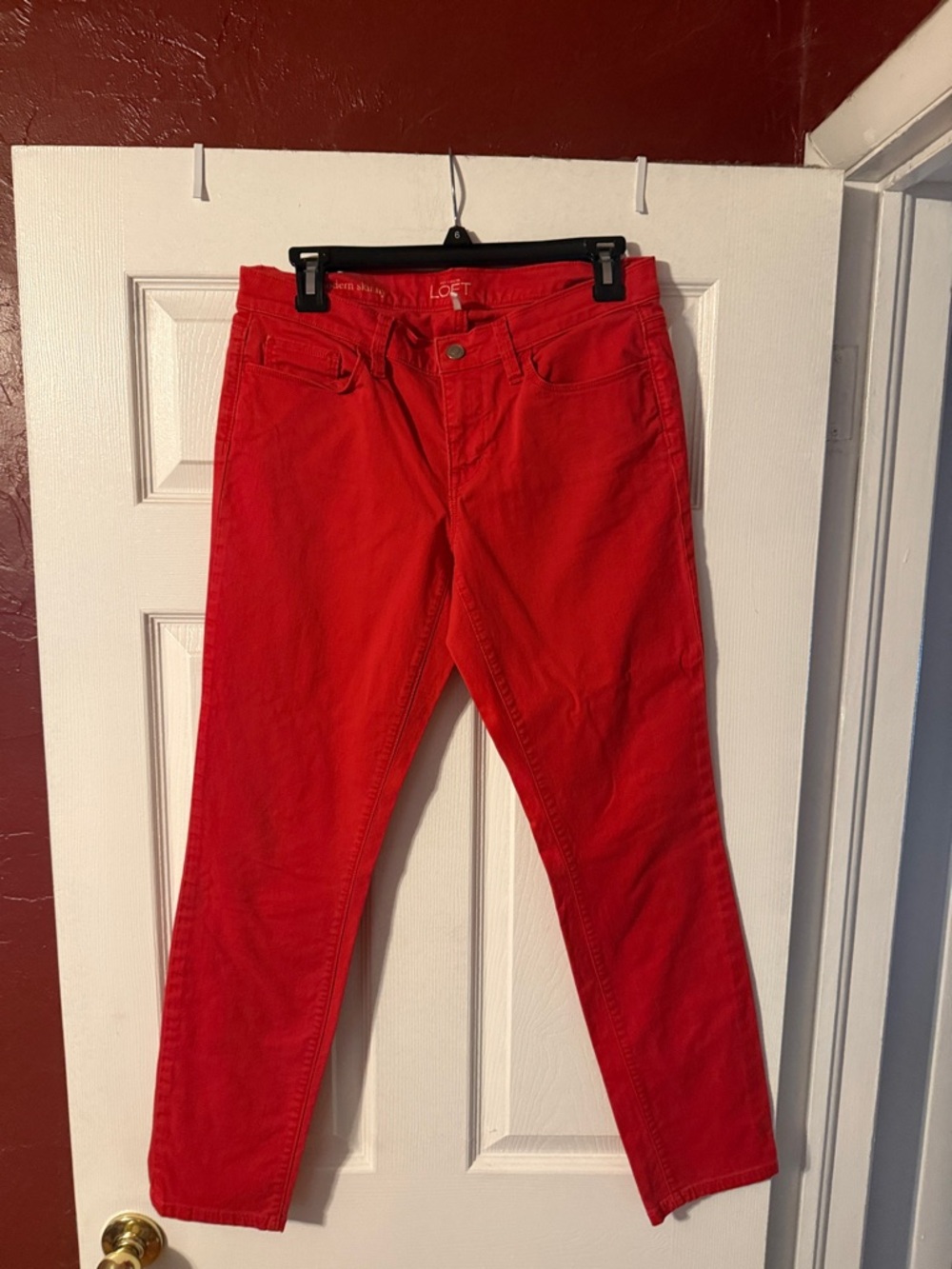 LOFT Red Slim Straight Jeans